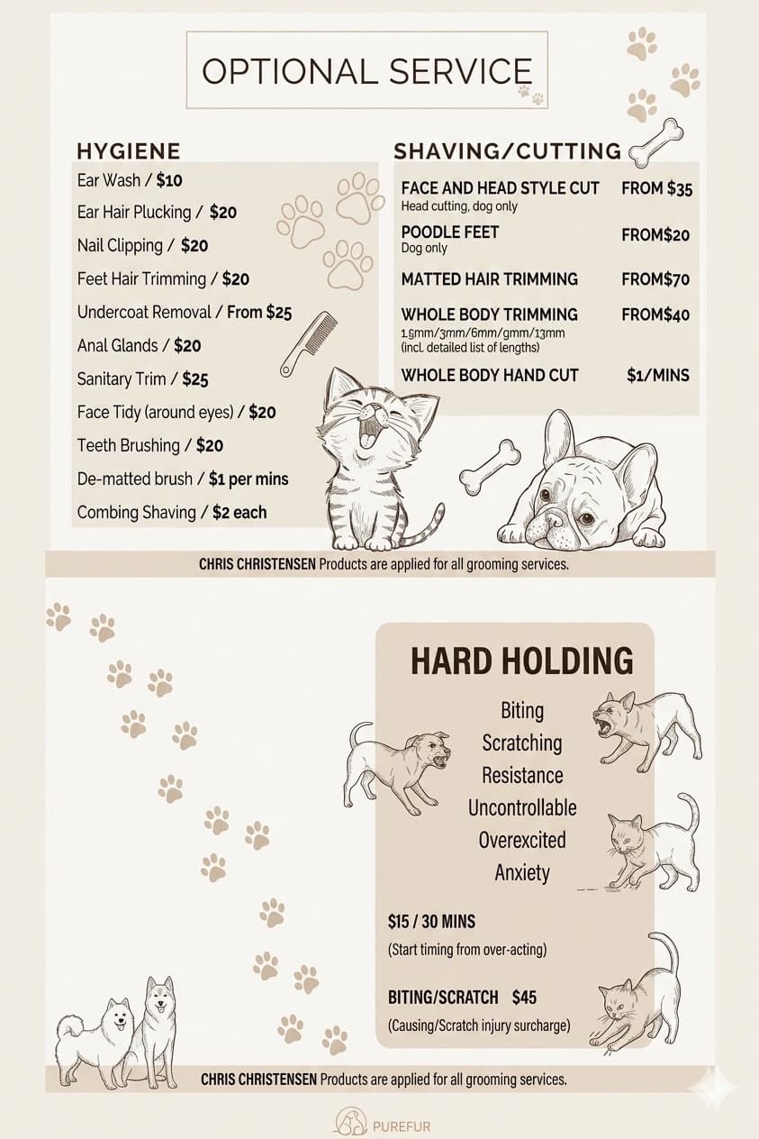 Purefur Pet Spa grooming price list menu page 2